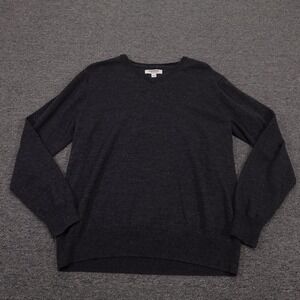 Goodthreads‎ Sweater Mens Large Gray 100% Merino Wool V Neck Knit Pullover